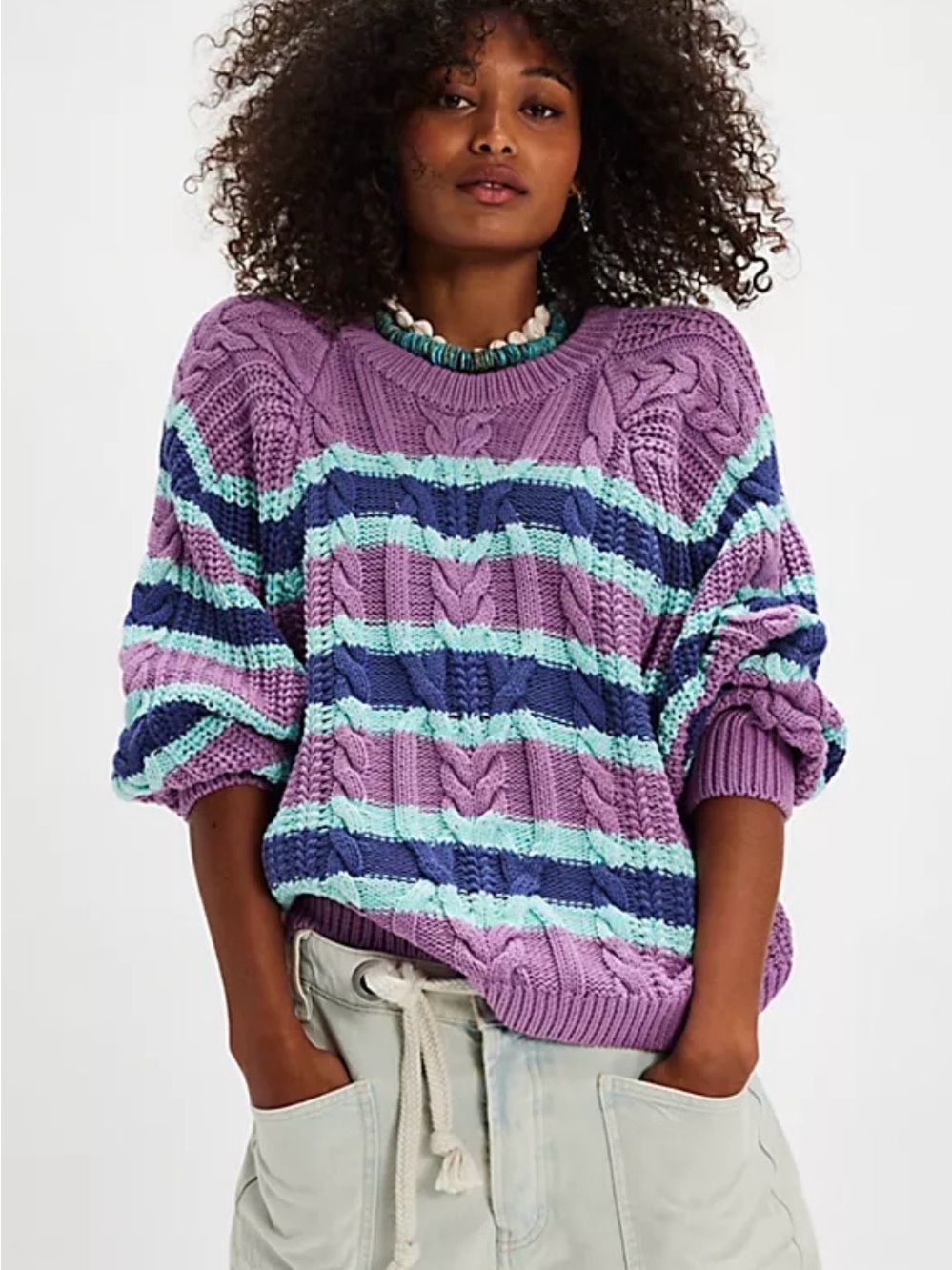 Free People FRANKIE CABLE STRIPE- LILAC
COMBO